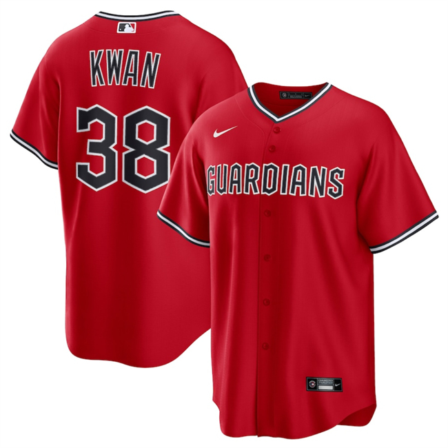 Men's Cleveland Guardians #38 Steven Kwan Red Cool Base Stitched Baseball Jersey